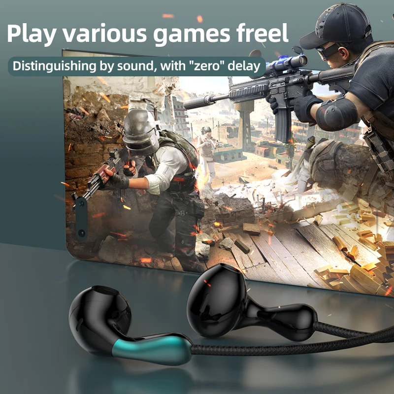 #9D Stereo Type C&3.5mm Gamers Headsets Wired Earphones In-ear Headphone HiFi Bass Earphones for Samsung Earbud In Mic Handsfree 4
