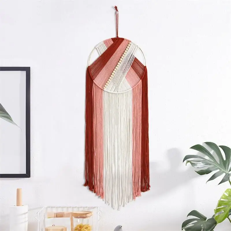 

Macrame Colorful Wall Hanging Tapestry with Beads Handmade for Decor Home Bedroom Living Room Kid's Room Wall Decoration Gift