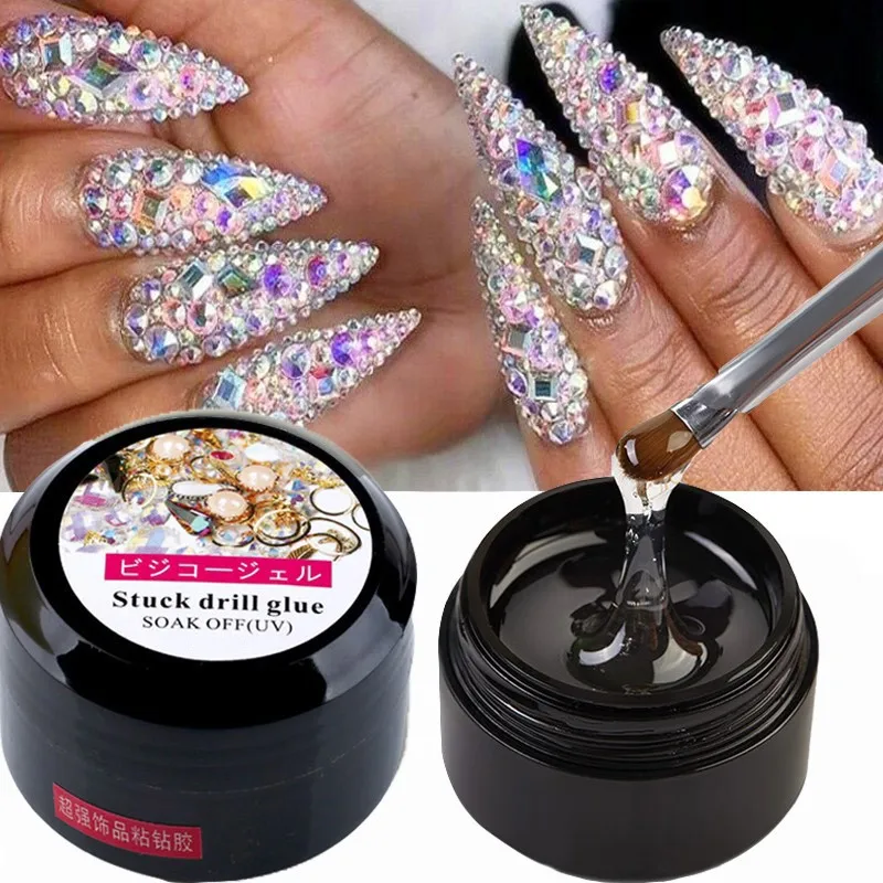 Nail Glue 8ML Easy Stick Nail Patch Gel Fast Drying Rhinestone Decoration Adhesive Bond UV Glue No-Flowing Modelling Stick Tips