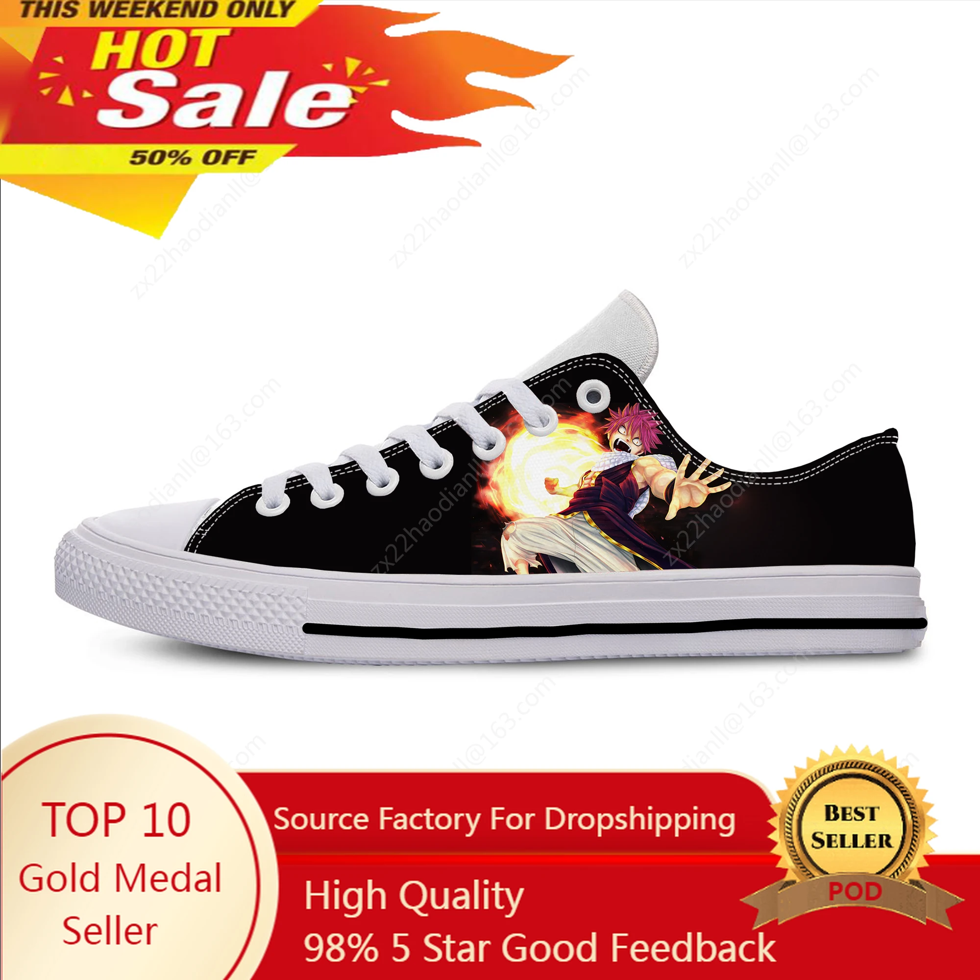 Japanese Anime Manga Cartoon Fairy Tail END Funny Casual Cloth Shoes Low Top Breathable Lightweight 3D Print Men Women Sneakers