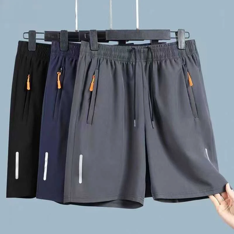 

Men's Fashion Casual Shorts Summer Quick Drying Ice Silk Cool Breathable Straight Shorts Elastic Waist Loose Sports Pants