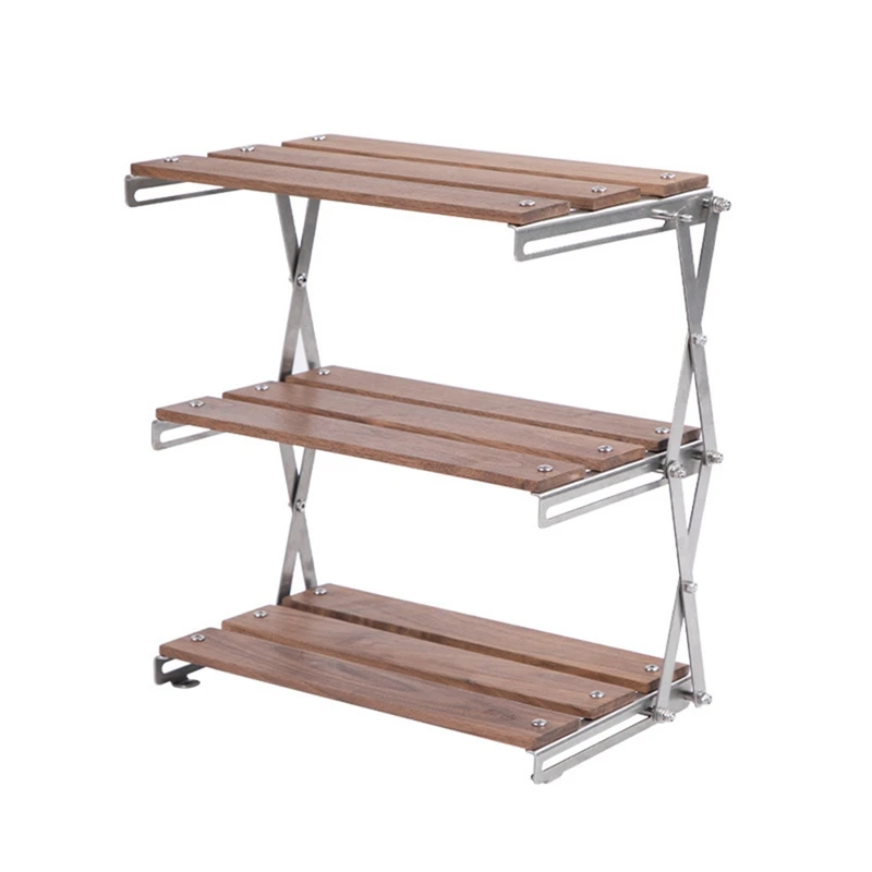 

Outdoor Camping Rack Portable 3-Tier Rack Easy To Carry Foldable Picnic Camping Barbecue Foldable Table, Fine Workmanship