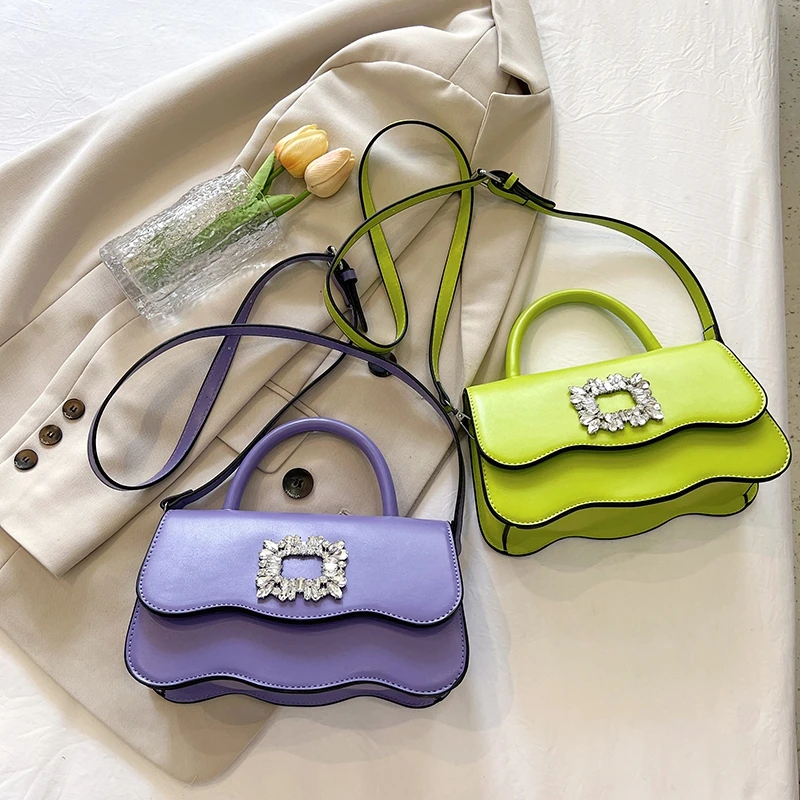 Glänzende Diamant-Abendclutch Modische Party-Handtasche Silberne Handtasche 7 Farben PU-Leder Schulter-Crossbody-Tasche Damen Lila Bolsos – Detail 2