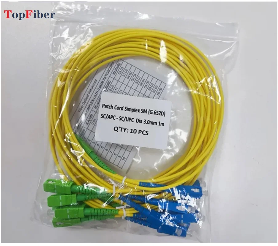 

Fiber Optic Patch Cord 50pcs 1Meter SC/UPC-APC Fiber Optical Cable Sx Core G652D 3.0mm Fiber Optic Jumper Especial For Brazil
