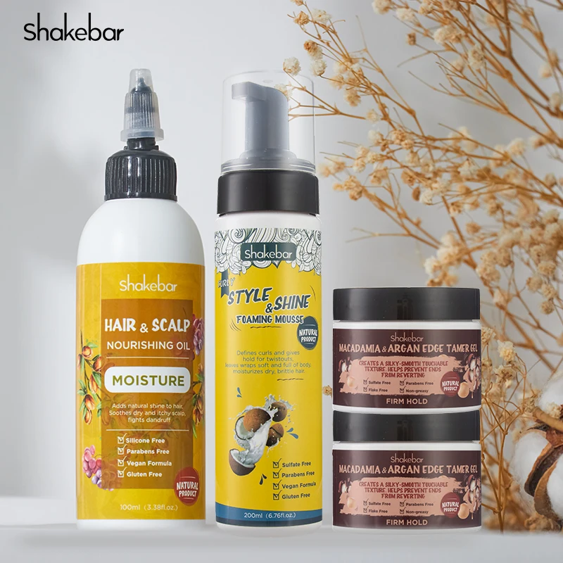 Shakebar Hair Care Oil Hair Styling Mousse Edge Tamer Gel Nourishes and Scalp Leaves Shine and Long-lasting Style