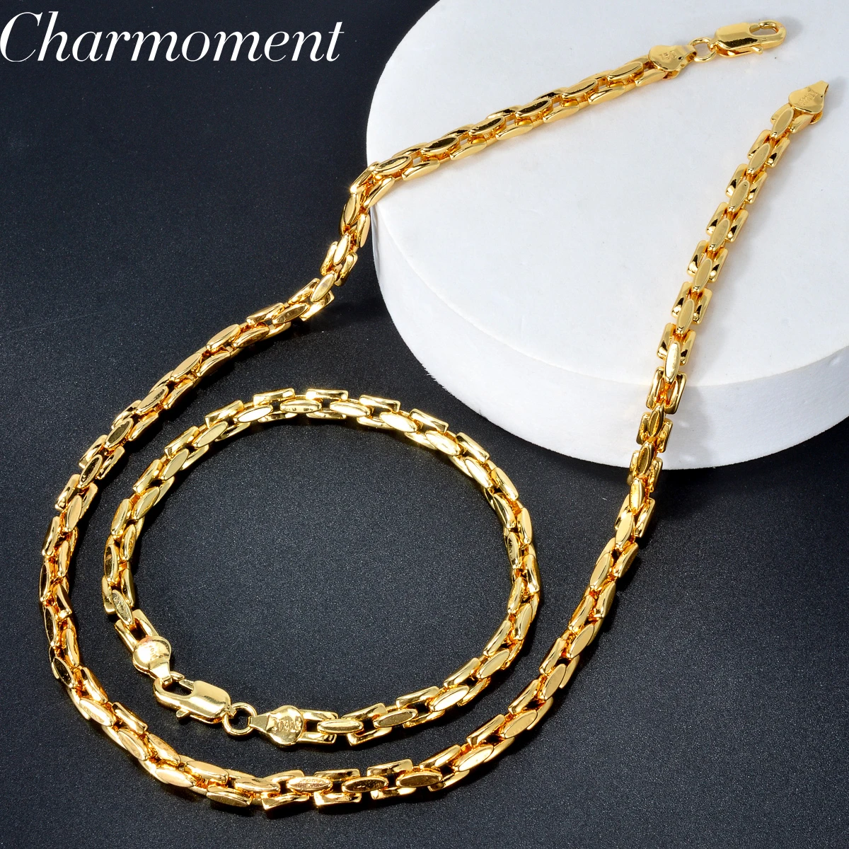Link Chain Set Hiphop Punk Curb Cuban Link Chain Sets for Women Man Statement Gold ...