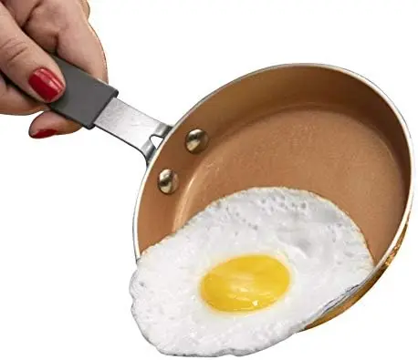 Copper Nonstick Ceramic Frying Pan with lid – 8-inch Egg Cooking