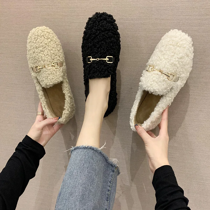 

Женские плюшевые туфли, сезон осень-зима 2022, модная новая стильная бархатная теплая хлопковая обувь, удобная женская обувь на плоской подошве