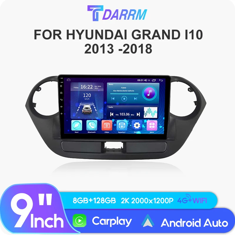 

Автомагнитола на Android 13 для Hyundai I10 2013-2018, 2 Din, DVD, DSP, навигация, GPS, Carplay, беспроводной автомобильный мультимедийный плеер