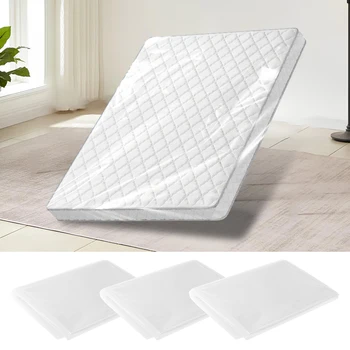 Sac d'emballage de matelas 3 pièces, housse de lit en plastique étanche, housse de protection en plastique transparent pour lit Portable, rangement résistant à l'humidité 1