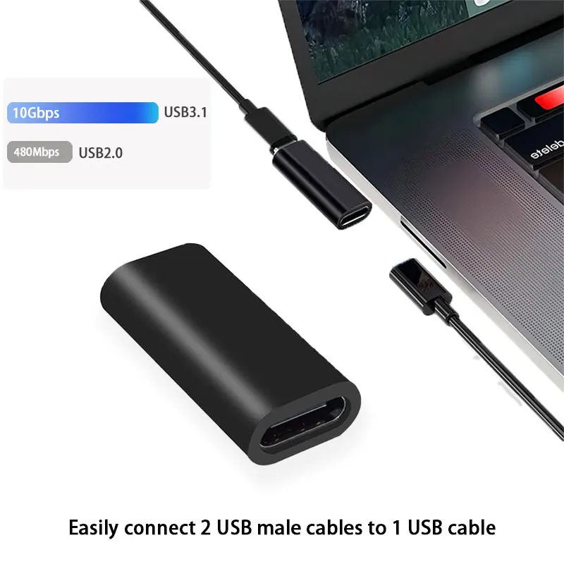 USB C Female to Female Adapter USB C 3.1 Coupler for Connecting Two Type C Cable, for Phone Tablet and Extension Connecto - 2