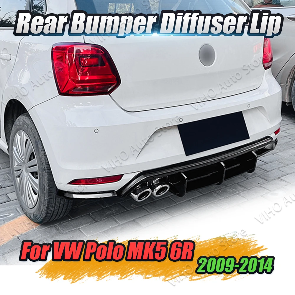 Abs 3 Finnen Auto Hecks Toß Stange Diffusor Lippe Für Volkswagen Für Vw Polo Mk5 6R 2011-2015 Hecksp Alter Spoiler Lippen Karosserie-Kits