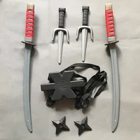 56cm Halloween Samurai Ninja Plastic Retro Long Knife Daggers 7 Pieces in A Set Deadpool Cos Double Sword Costume Props Toys 2
