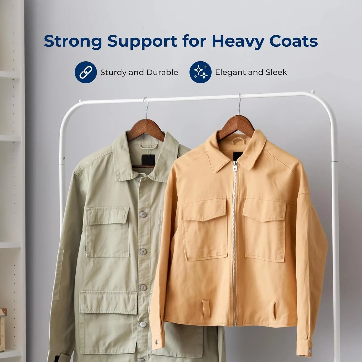 80-Pack Wooden Coat Hangers &ndash; Durable Suit Hangers with 360&deg; Swivel Hook & Notches &ndash; Slim Design for Shirts, Jackets, Dresses