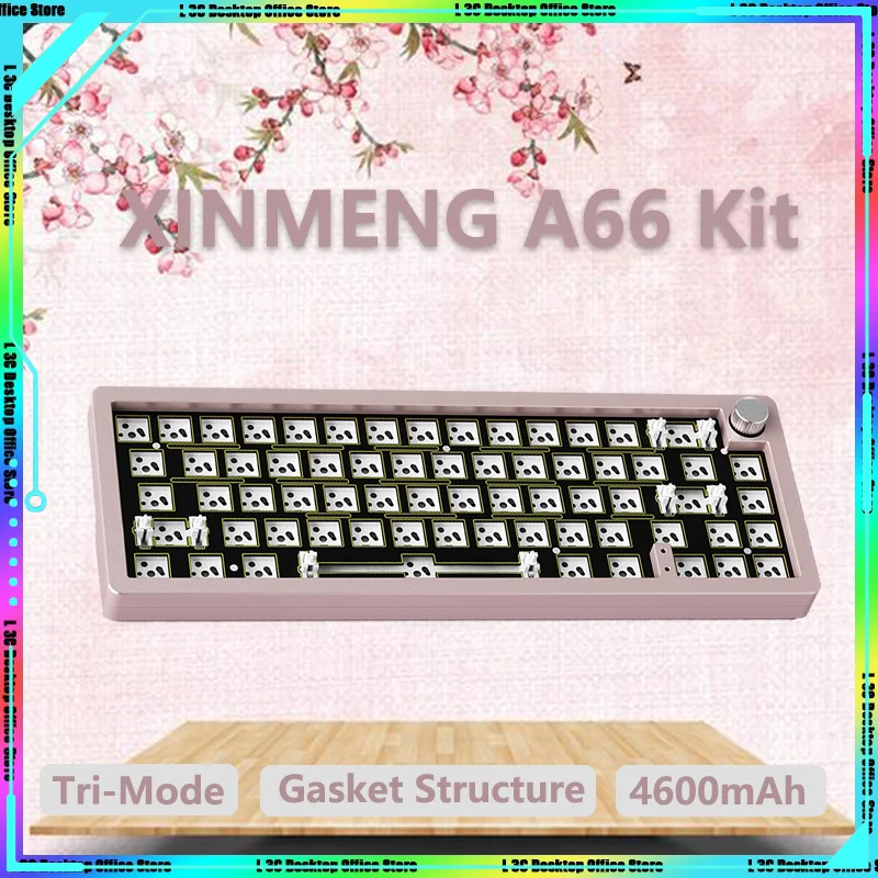 

Xinmeng A66 Tri-mode Customized Mechanical Keyboard Kit Wireless Bluetooth Aluminum Shell Hot Swap For Gaming Keyboard Gamer DIY