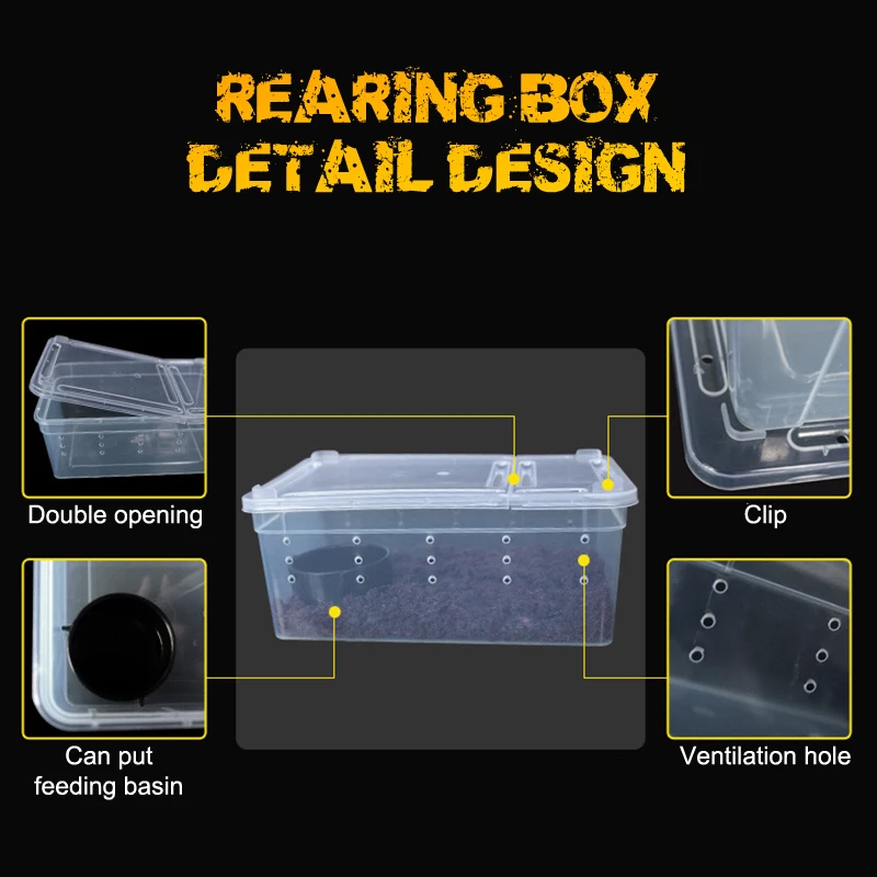 Per Rettili Spider Scatola Di Alimentazione In Plastica Trasparente Contenitore Per Alimenti Per Insetti 19Cm X 12.5Cm X 7.5Cm Terrario