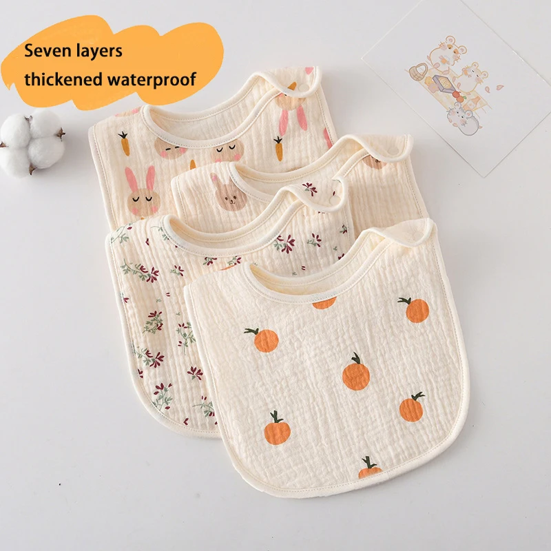 

7 Layers Cotton Gauze Waterproof U-shaped Baby Bibs Soft Infant Bib Burp Cloths Bandana Scarf for Boy Girl Feeding Saliva Towel