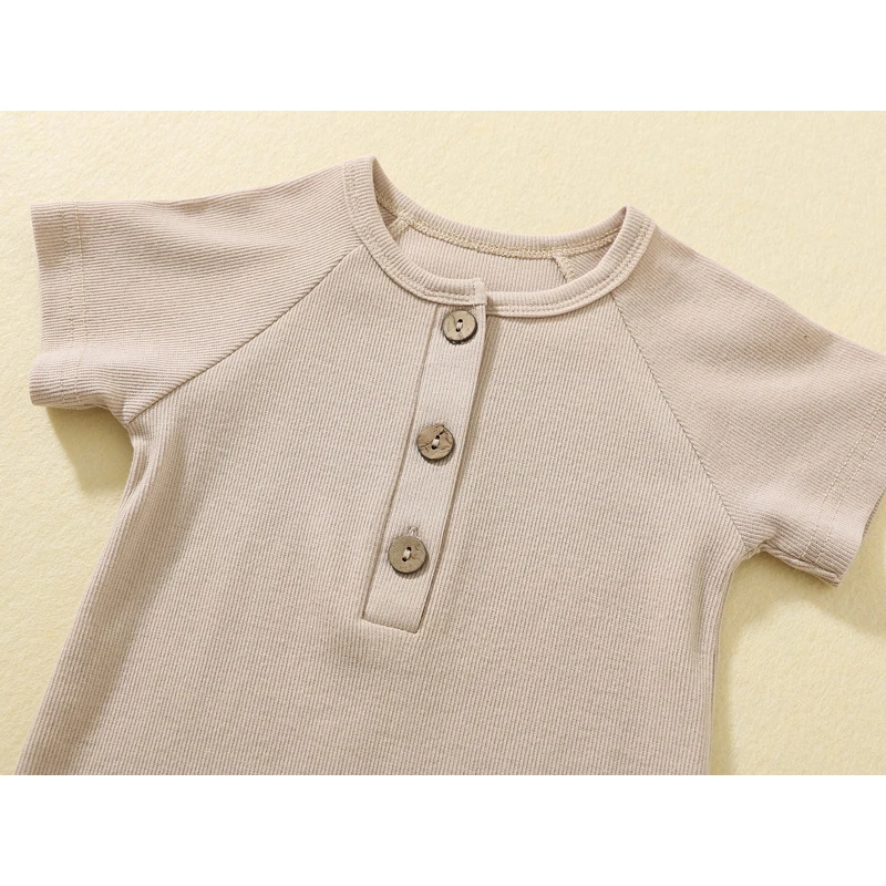 Baby Boy Romper Summer Wear Infant Bebe Thin Pajamas Short Sleeve Jumpsuit Ribbed Clothes Knitted Stretch Girl Outfits Playsuit 4