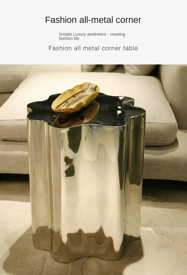 Description Picture 2 of itemLight Luxury Yunduojiao Italian Minimalist Modern Sofa Combination Living Room Special-shaped Coffee Table  Stainless Steel New
