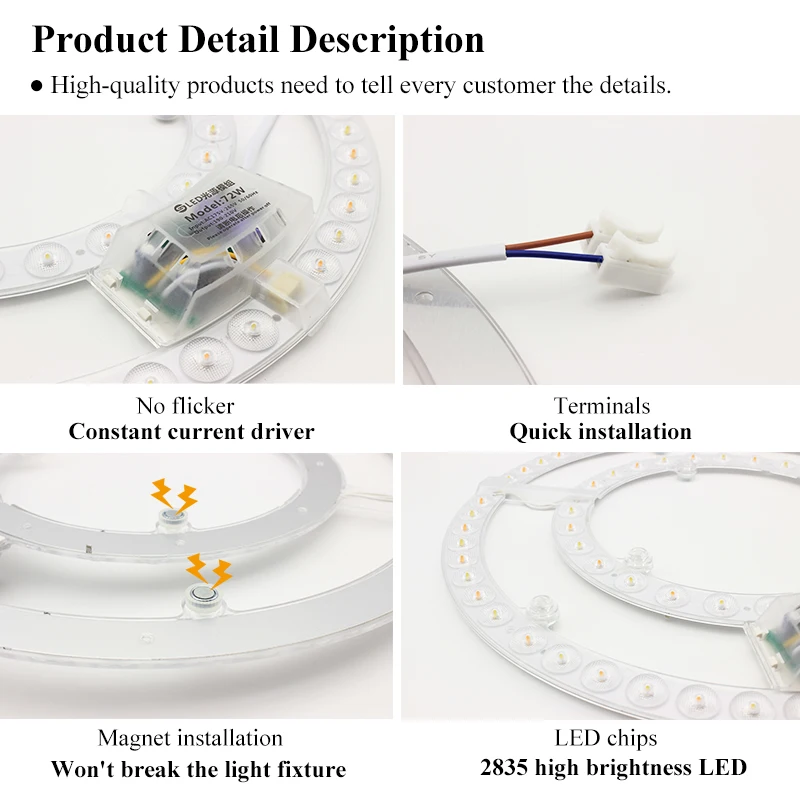 Led Panel 220V Ceiling Light Replacement Led Module 72W Round Circle Light Panel Board 6000K/4000K Module For Ceiling Fan Lights 5