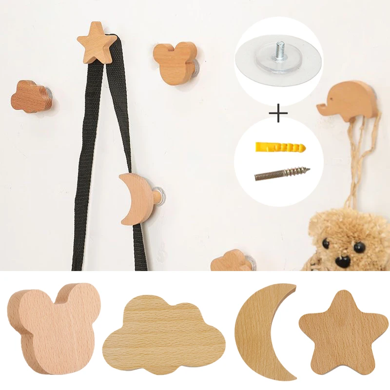 

Clothes Hook Hanging Adhesive Star Japanese Cute Moon Multifunctional Hook Animal Handle Hanging Hook Creative Decorative Nordic