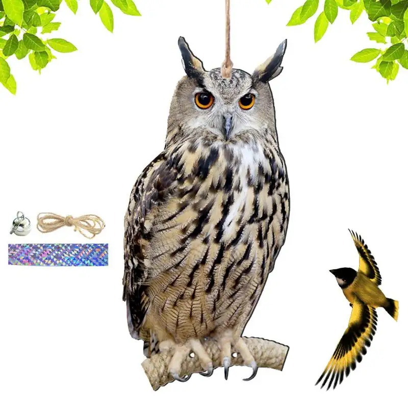 

Bird Repel Scarecrow Decorative Scarer Owl Pendant With Realistic Look And Sound Keep Birds Away From Gardens Patios & Balconies