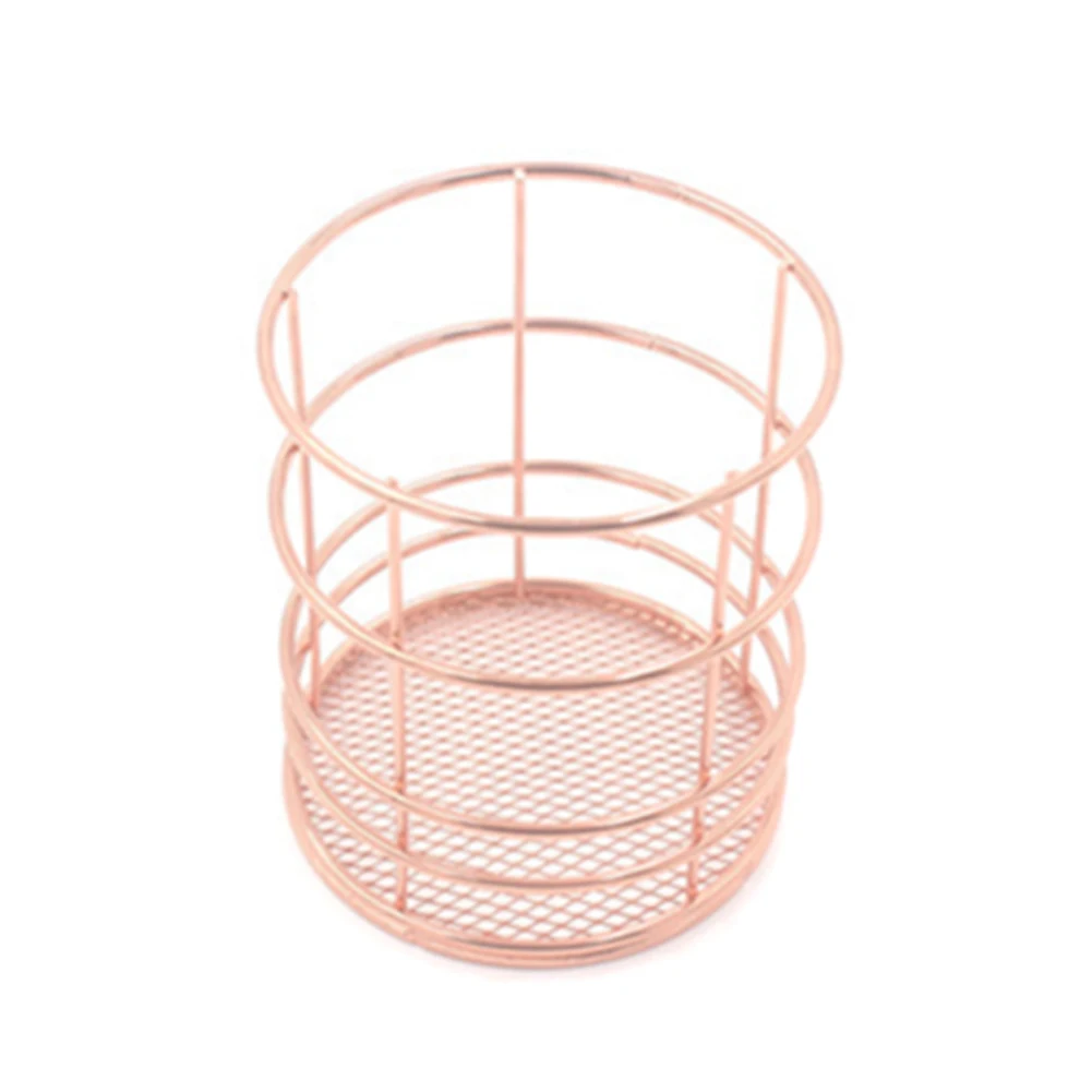 

Wire Iron Storage Basket Rose Gold Durable Home Office Desk Shelf Desktop For Kichen Cabinets Bedroom Bathroom
