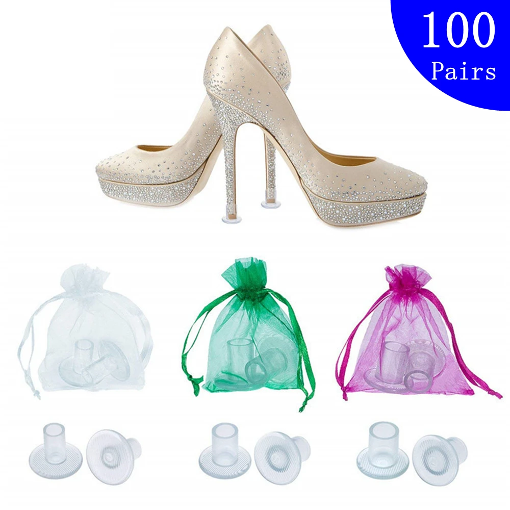 

100 Pairs/Lot High Heeler Latin Stiletto Dancing Covers Heel Stoppers Antislip Silicone Heel Protectors for Wedding Party Favor