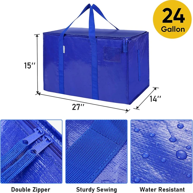 10 Pack Extra Large Heavy Duty Moving Bags – Waterproof Storage Totes With Zippers & Handles