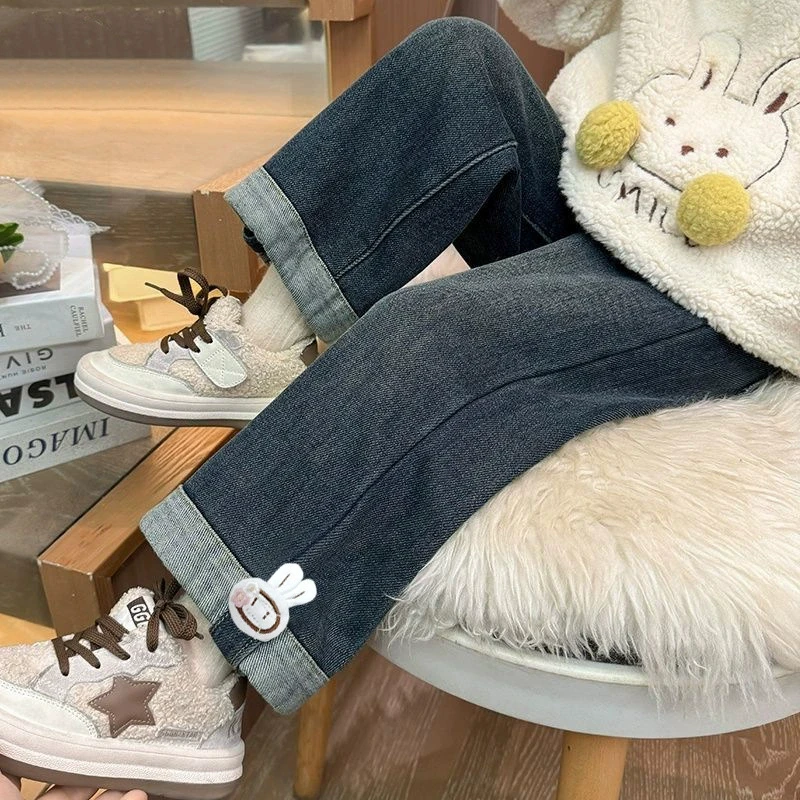 بنطلونات جينز كاجوال للبنات من القطن الناعم، سراويل فضفاضة للربيع والخريف، ملابس يومية جميلة للأطفال مقاس 90 سم - 140 سم