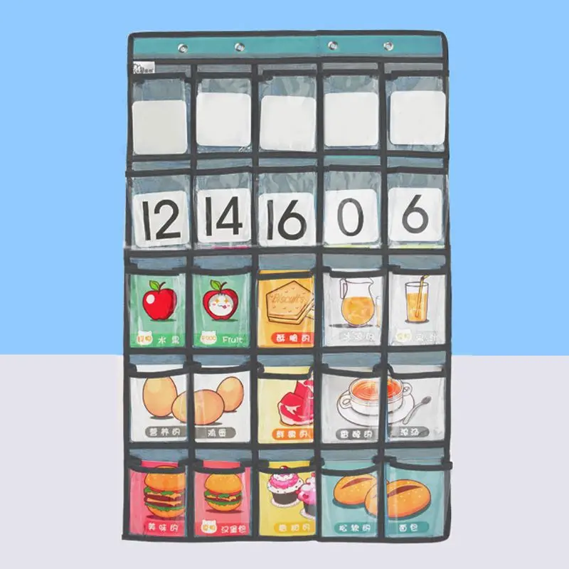 

Wall Hanging Chart with 25 Large Clear Pockets Teaching Props Phone for Classroom Office Home Closet