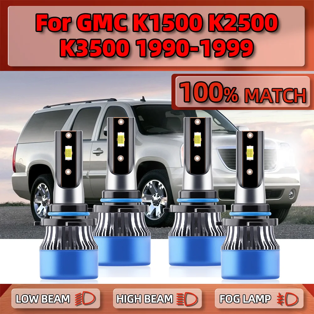 

40000LM LED Headlight Bulb 9005 HB3 9006 HB4 Auto Headlamp 12V 6000K For GMC K1500 K2500 Suburban K3500 1990-1996 1997 1998 1999