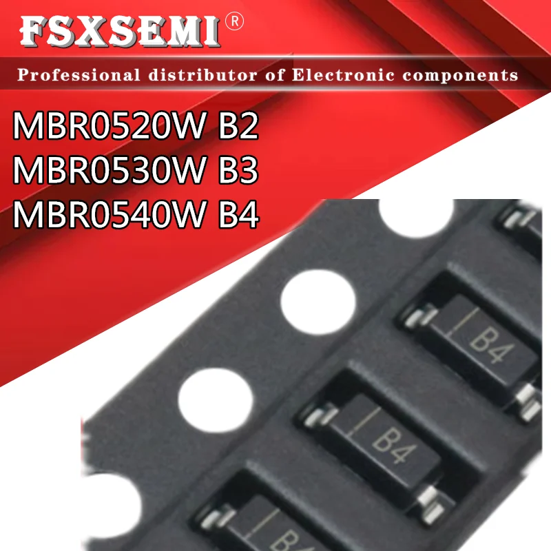 

100pcs/lot MBR0520W B2 MBR0530W B3 MBR0540W B4 MBR0520LT1G MBR0530LT1G MBR0540LT1G Schottky Power Rectifier SOD-123 1206