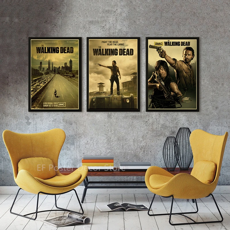 The Walking Dead Poster Rick Grimes/Daryl Dixon Prints Posters Horror TV Show Vintage Home Room Art Wall Decor Retro Painting vintage art poster movie poster wall art print vintage wall art art paper poster