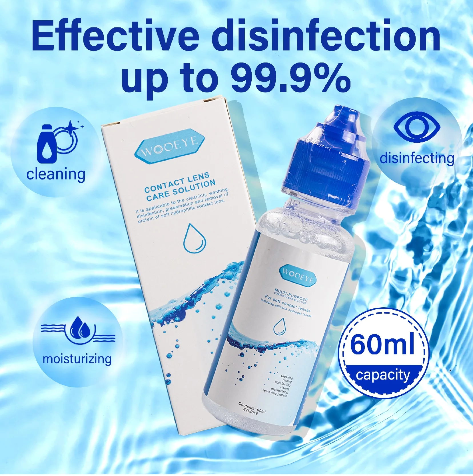 Solution de lentilles de contact soins infirmiers Borneol 60ml pour les yeux lentilles de contact eau nettoyage des élèves Solution de lentilles de soins de santé