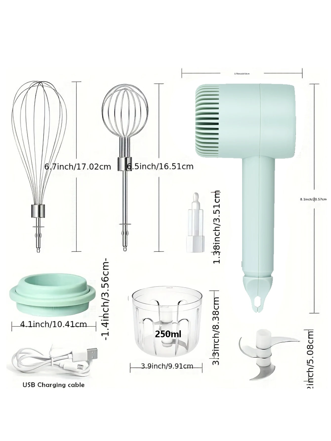 1pc Egg Beater Automatic Cake Baking, USB Rechargeable HandheldEgg Beater For Whizzing, Stirring, And Beating Cream, Electric Ga 2