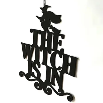 New Non-woven Halloween Door Hangings The Witch Is In Wall Decorations Halloween Party Decoration 2