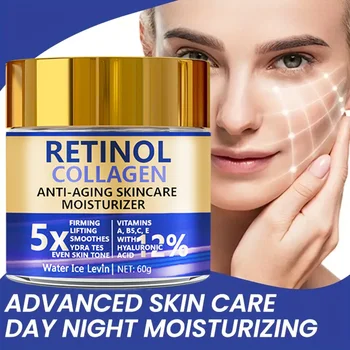 Crema Viso Retinolo e Collagene: Idratante Rassodante per Pelle Sensibile - Con Burro di Karité e Acido Ialuronico, Uso Giorno e Notte