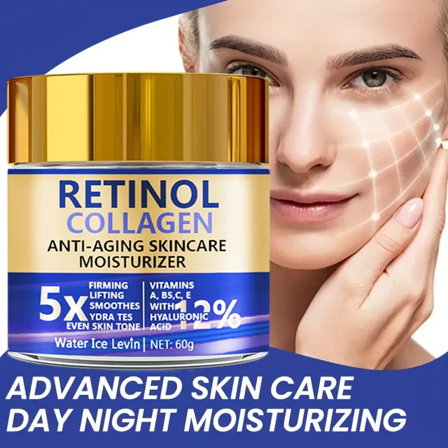 Crème Visage au Rétinol et Collagène 60g, Anti-Âge Liftante et Hydratante, avec Acide Hyaluronique, Prêt à Envoyer 1