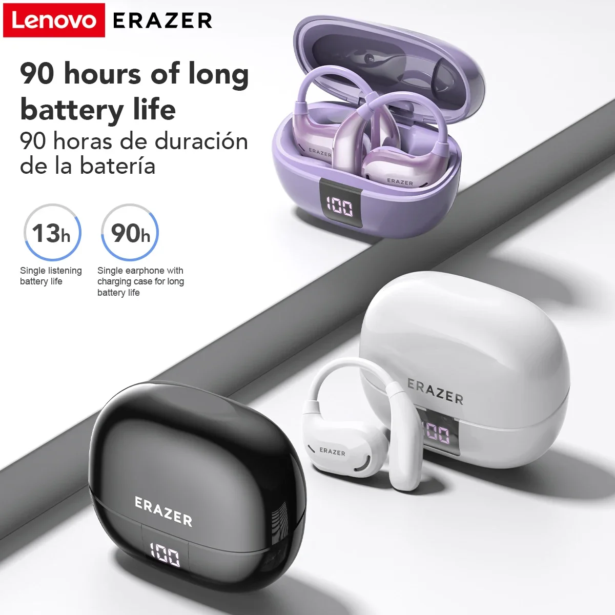 ERAZER XT66PRO Bluetooth Earphones ASMR Headsets DIY APP AI Translator Earbuds Wireless Headphones 13 Hours long life Display 2