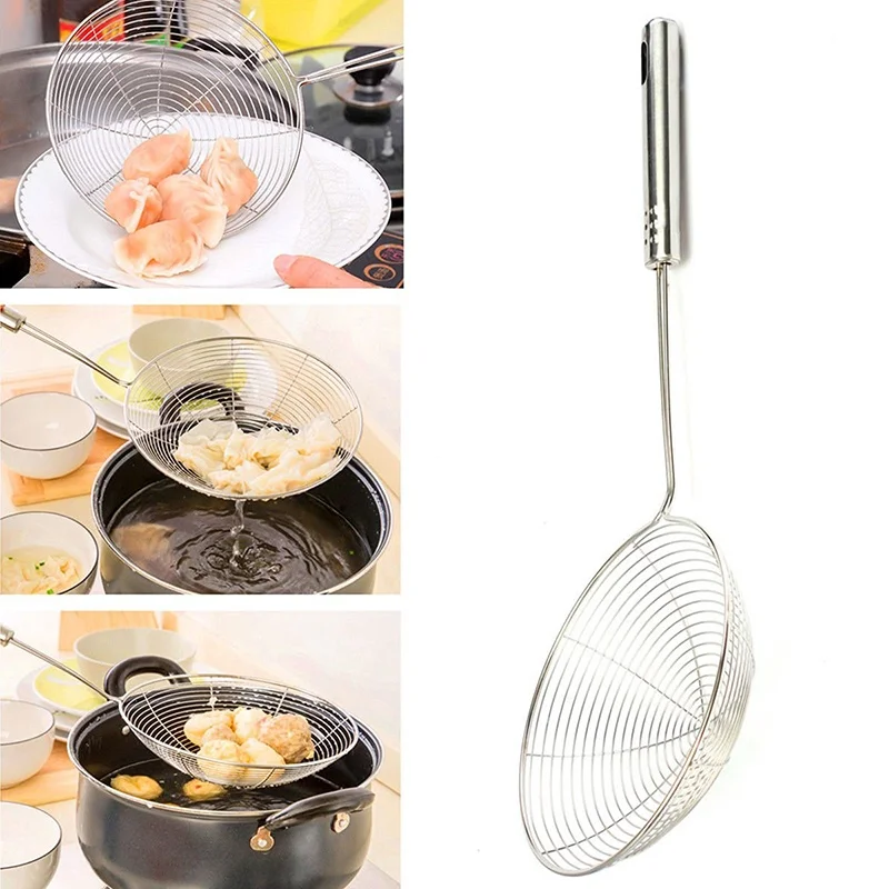 Frying Filter Long Handle Stainless Steel Filter Colander French Fries