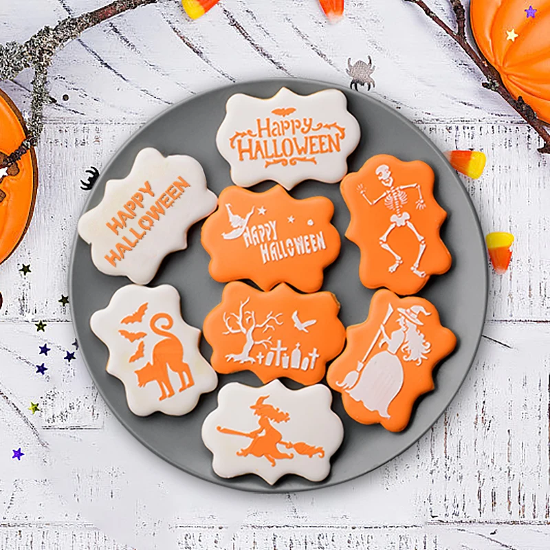 Description Picture 6 of itemHalloween Cookie Coffee Spray Stencil Template Biscuit Cutter Fondant Cake Mold DIY Halloween Party Decoration Baking Tool Favor