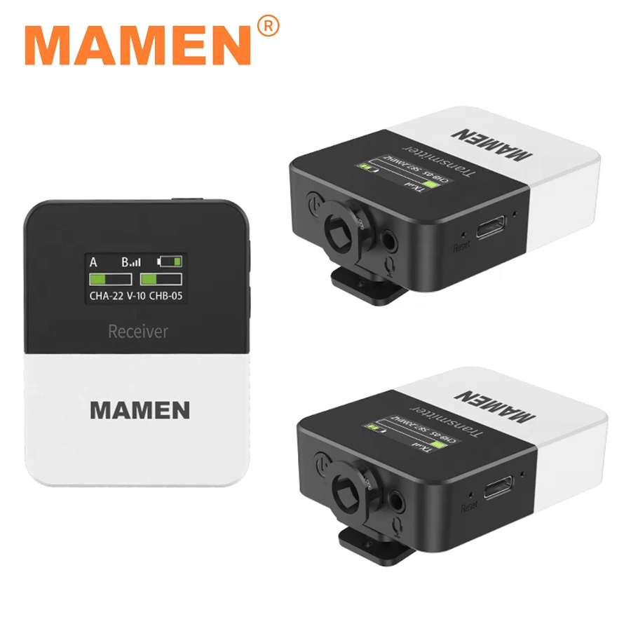 

MAMEN Professional Wireless Microphone UHF Lavalier Microphone 50m Pickup Built-in 800mAh for SLR Camera Smartphone Vlog Record