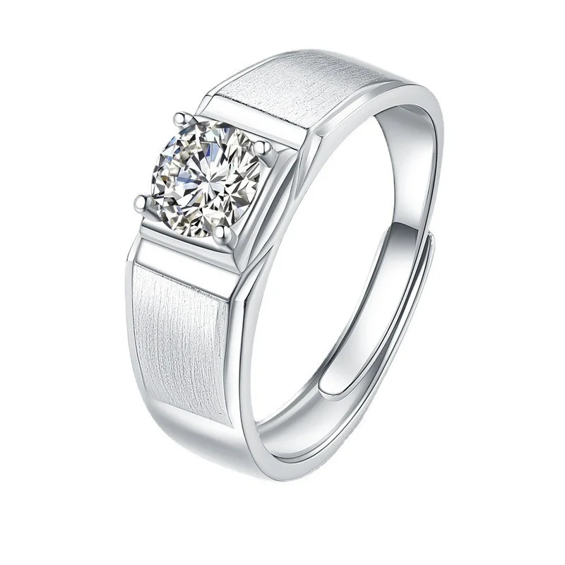 

QIANJINYI Lefei Fashion Luxury Trend Classic Creative Design Moissanite Simple Frosting Matting Ring Men 925 Silver Jewelry Gift