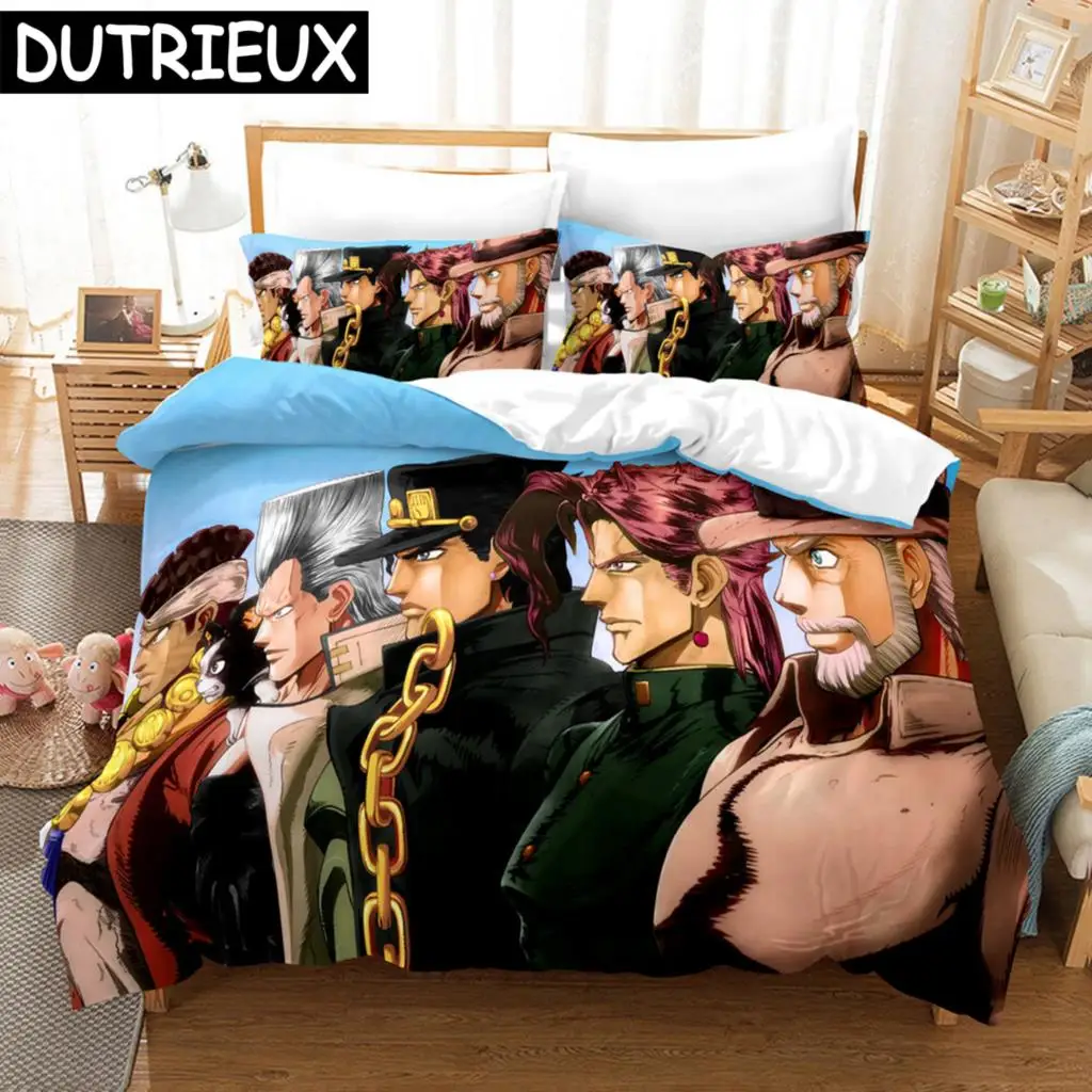 

Anime JoJo's Bizarre Adventure 3D Bedding Set Children Character Printed Duvet Cover Set Duvet Covers Twin Full Queen King 02