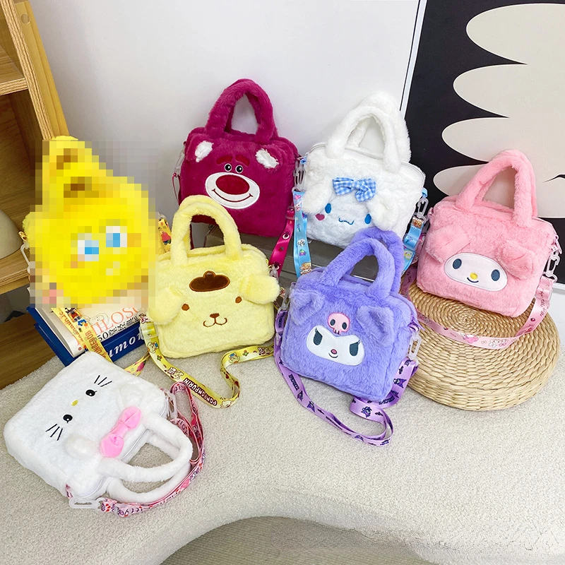 

Sanrio Cinnamoroll Children's Portable Cartoon Backpack Kawaii Plush Toy Kuromi Hello Kitty Coin Bag Shoulder Makeup Backpack