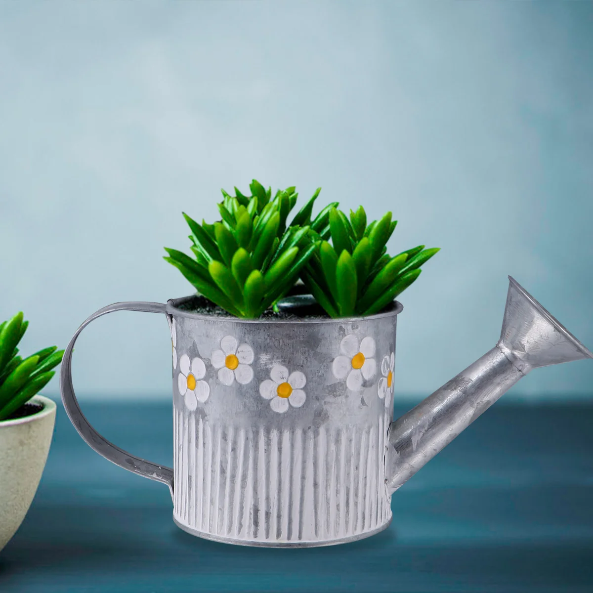 

Tin Flower Bucket Pot Large Pots Vintage Style for Indoor Plants Home Iron Pail