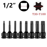 Adaptateur de douille Torx de 1/2 pouces, clé à douille d'entraînement à percussion, tête d'adaptateur, outils de réparation automobile T20 T25 T27 T30 T35 T40 T45 T50 T55 2