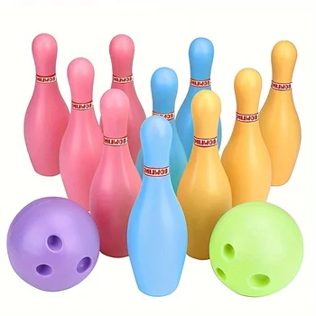 12 pz/set Mini Set Da Bowling Include 10 Spilli e 2 Palle Palla Da Bowling di Plastica Giocattoli per La Casa Sport All'aria Aperta Regali per la Festa della Mamma ZSY