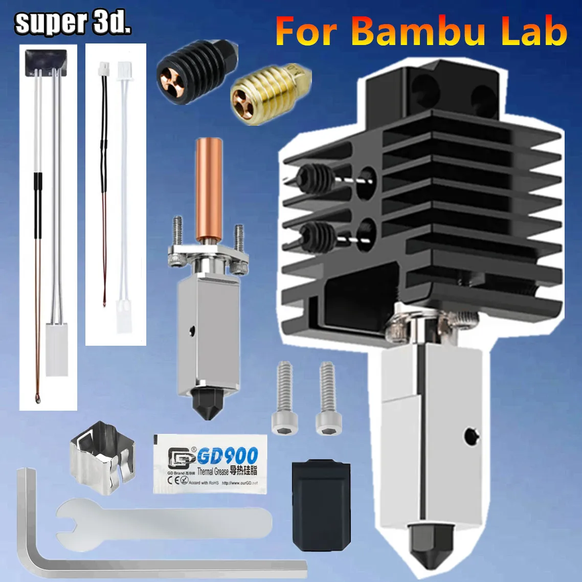 

Hotend V2 For Bambu Lab x1 Carbon Bi Metal CHT Nozzle Hardened Steel 500°C For Bamboo Bambu Carbon X1 P1P P1S Hotend Upgrade Kit